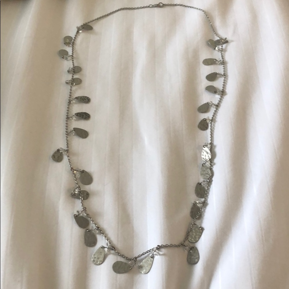 Silver necklace with clear beads